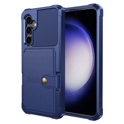 ZM03 For Samsung Galaxy S23 FE Card Holder Kickstand Phone Case PU Leather Coated TPU Back Cover