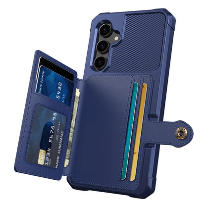 ZM03 For Samsung Galaxy S23 FE Card Holder Kickstand Phone Case PU Leather Coated TPU Back Cover