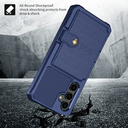 ZM03 For Samsung Galaxy S23 FE Card Holder Kickstand Phone Case PU Leather Coated TPU Back Cover