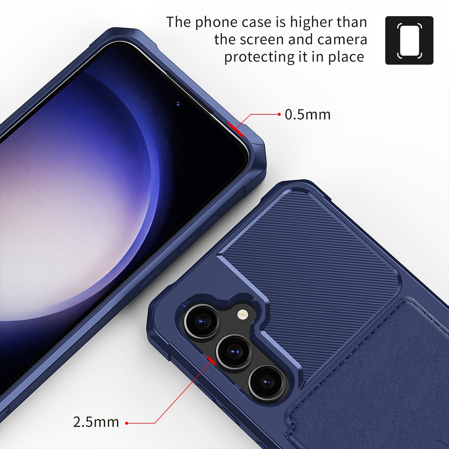 ZM03 For Samsung Galaxy S23 FE Card Holder Kickstand Phone Case PU Leather Coated TPU Back Cover