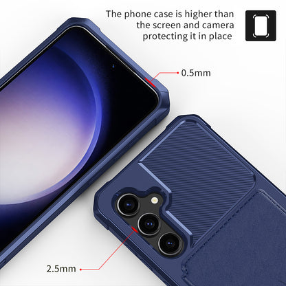 ZM03 For Samsung Galaxy S23 FE Card Holder Kickstand Phone Case PU Leather Coated TPU Back Cover