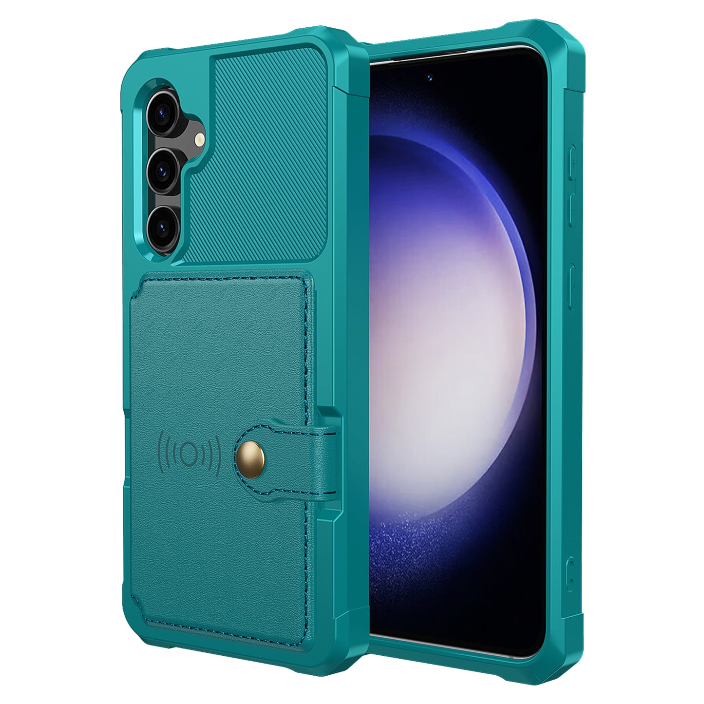 ZM03 For Samsung Galaxy S23 FE Card Holder Kickstand Phone Case PU Leather Coated TPU Back Cover