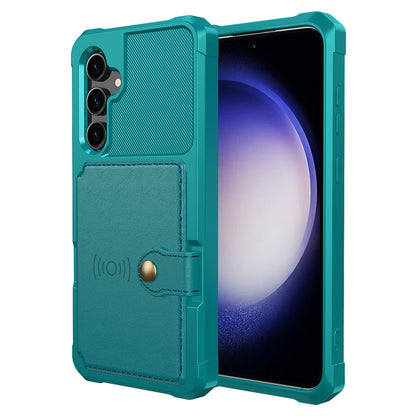 ZM03 For Samsung Galaxy S23 FE Card Holder Kickstand Phone Case PU Leather Coated TPU Back Cover