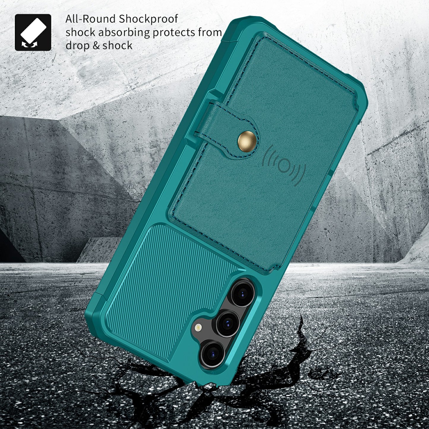 ZM03 For Samsung Galaxy S23 FE Card Holder Kickstand Phone Case PU Leather Coated TPU Back Cover