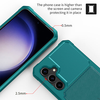 ZM03 For Samsung Galaxy S23 FE Card Holder Kickstand Phone Case PU Leather Coated TPU Back Cover