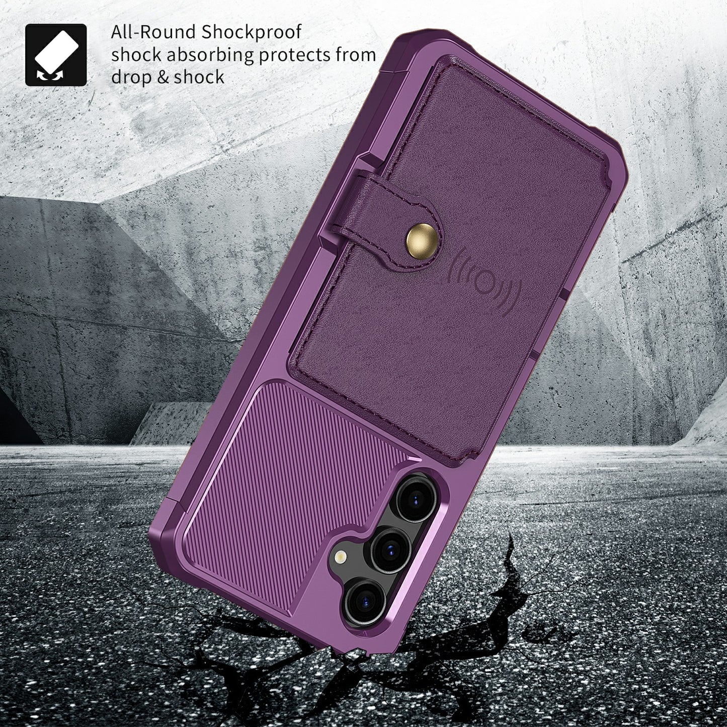 ZM03 For Samsung Galaxy S23 FE Card Holder Kickstand Phone Case PU Leather Coated TPU Back Cover