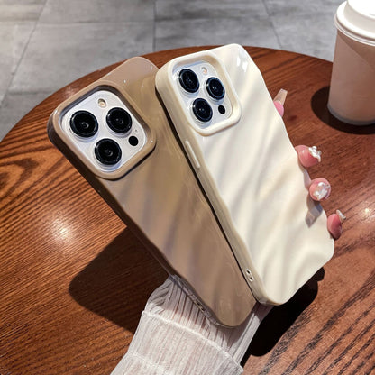 Anti-Drop Soft TPU Case for iPhone 15 Pro Simple Style Wave Pattern Slim Phone Cover