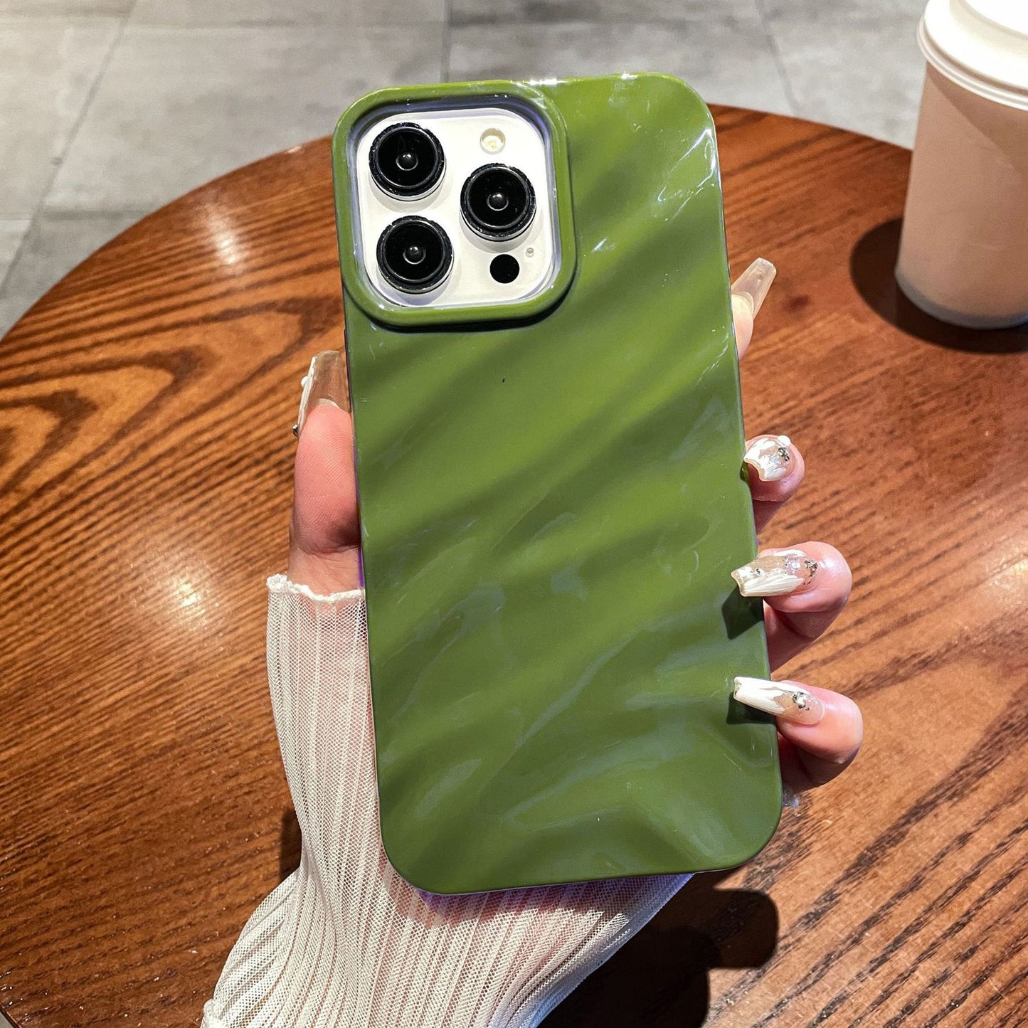 Simple Style Wave Pattern Slim Case for iPhone 15 Protective Soft TPU Phone Cover