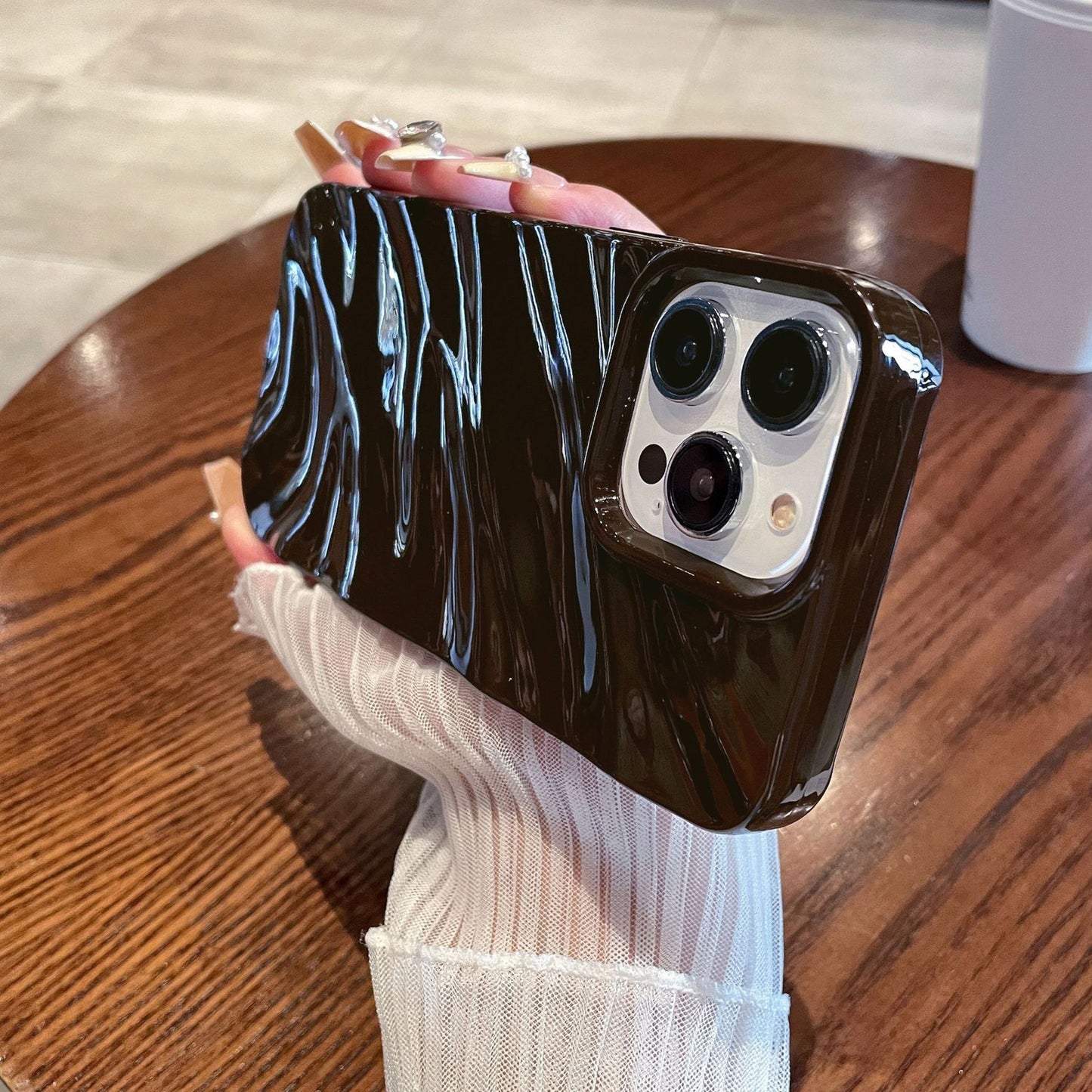 Simple Style Wave Pattern Slim Case for iPhone 15 Protective Soft TPU Phone Cover