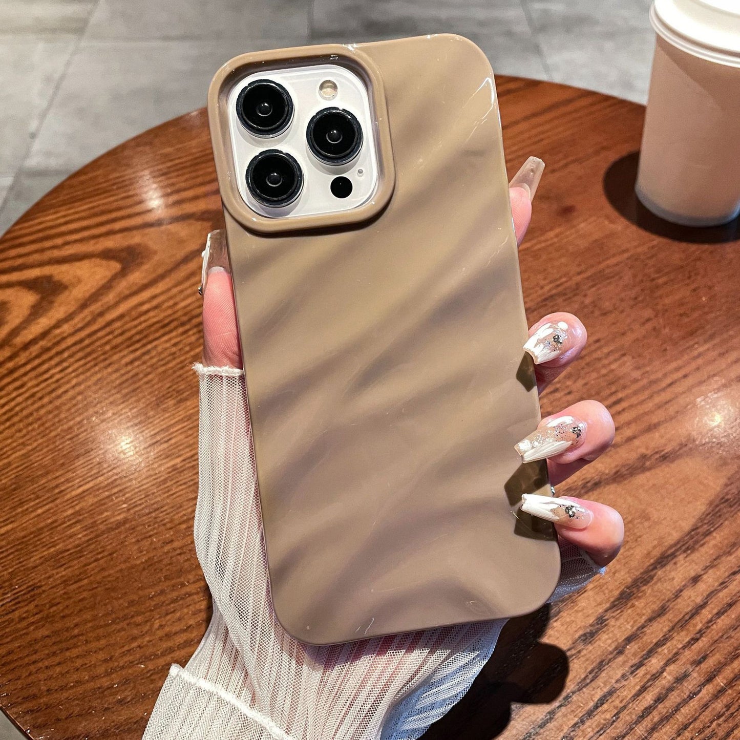 Simple Style Wave Pattern Slim Case for iPhone 15 Protective Soft TPU Phone Cover