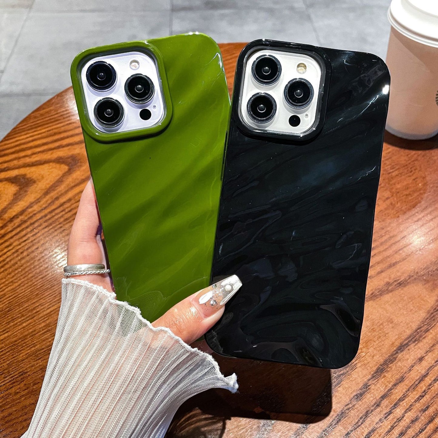 Simple Style Wave Pattern Slim Case for iPhone 15 Protective Soft TPU Phone Cover