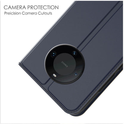 For Huawei Mate 60 Pro Protective Phone Case Card Slot TPU+PU Leather Folio Flip Cover with Stand