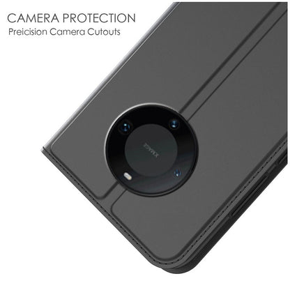 For Huawei Mate 60 Pro Protective Phone Case Card Slot TPU+PU Leather Folio Flip Cover with Stand