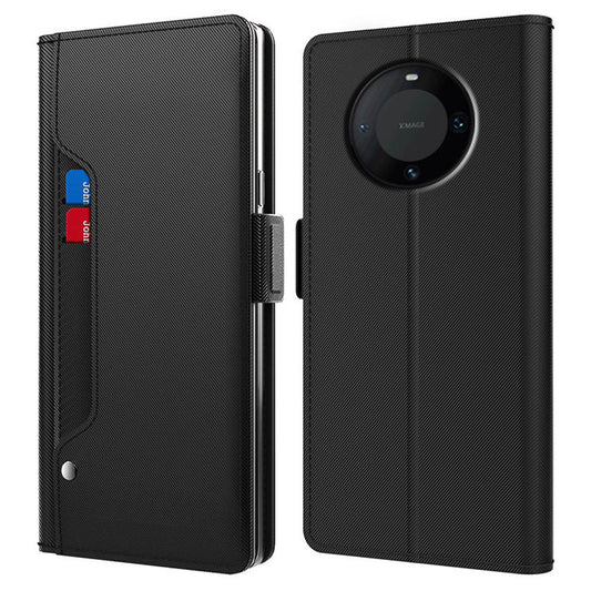 For Huawei Mate 60 Pro Anti-Scratch Shell Stand Phone Case Card Slot and Mirror PU Leather Cover
