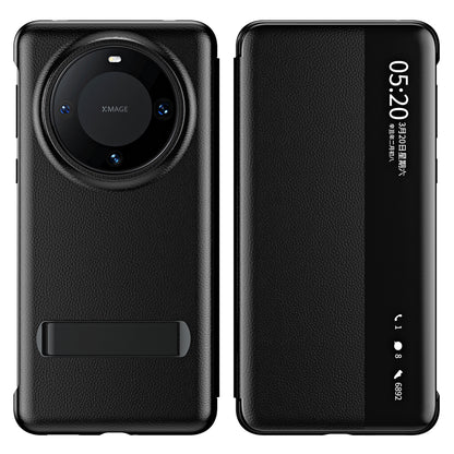 For Huawei Mate 60 Pro View Window PU Leather Phone Case Kickstand Phone Cover