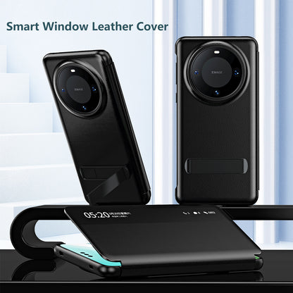 For Huawei Mate 60 Pro View Window PU Leather Phone Case Kickstand Phone Cover