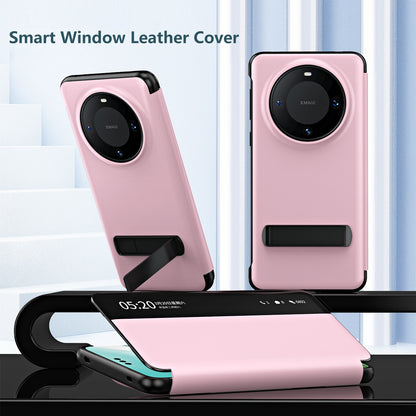 For Huawei Mate 60 Pro View Window PU Leather Phone Case Kickstand Phone Cover
