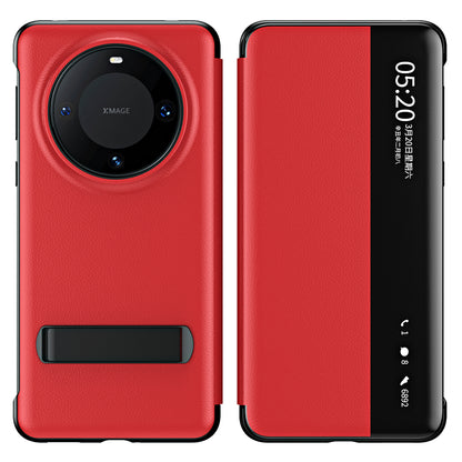For Huawei Mate 60 Pro View Window PU Leather Phone Case Kickstand Phone Cover