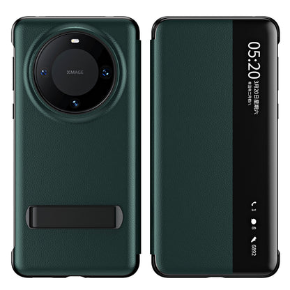 For Huawei Mate 60 Pro View Window PU Leather Phone Case Kickstand Phone Cover