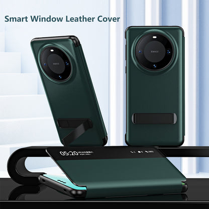 For Huawei Mate 60 Pro View Window PU Leather Phone Case Kickstand Phone Cover