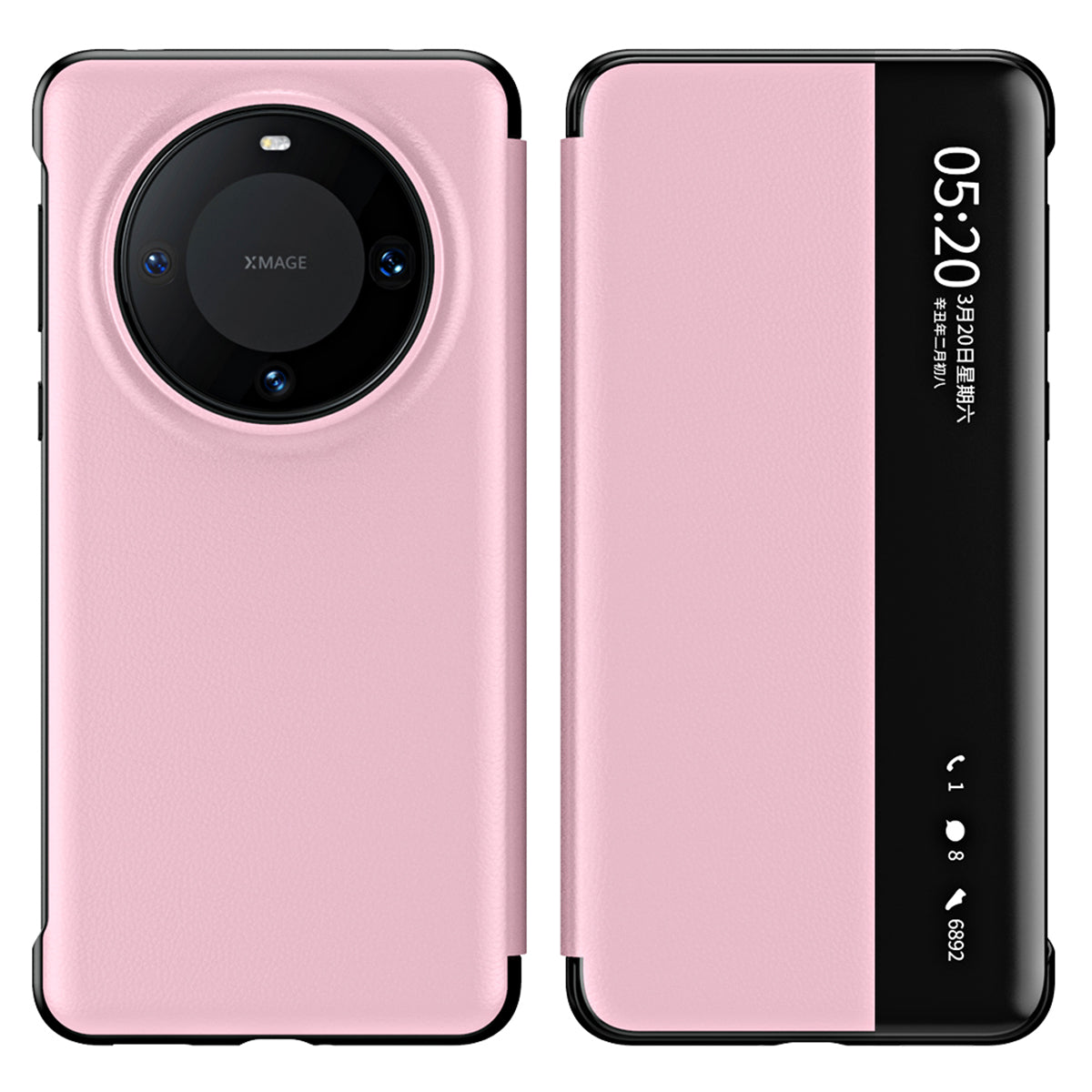 For Huawei Mate 60 Pro View Window Smart Phone Case Litchi Texture PU Leather + PC Phone Cover