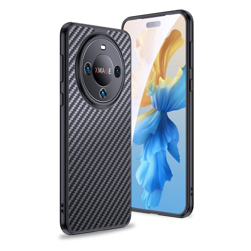 For Huawei Mate 60 Pro Magnetic Phone Case Carbon Fiber Texture Design Kevlar Fiber TPU Cover
