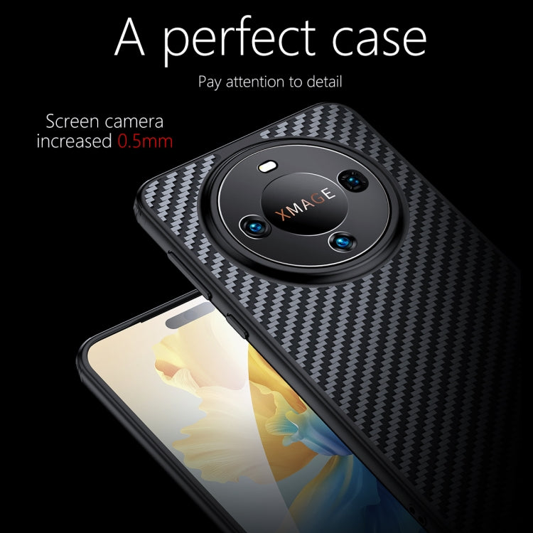 For Huawei Mate 60 Pro Magnetic Phone Case Carbon Fiber Texture Design Kevlar Fiber TPU Cover