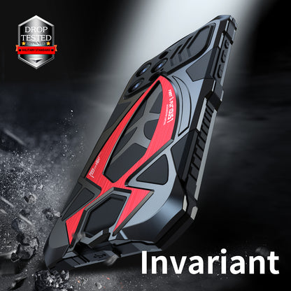 LUPHIE Shockproof Drop-proof Metal+TPU Case for iPhone 15 Pro Max Sports Car Design Cover with Screen Protector