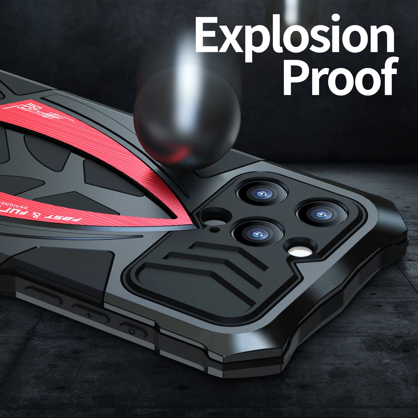 LUPHIE Shockproof Drop-proof Metal+TPU Case for iPhone 15 Pro Max Sports Car Design Cover with Screen Protector