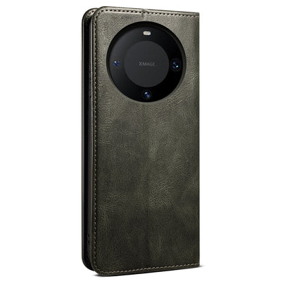 For Huawei Mate 60 Anti-Scratch Cover Waxy Crazy Horse Texture PU Leather Stand Wallet Phone Shell
