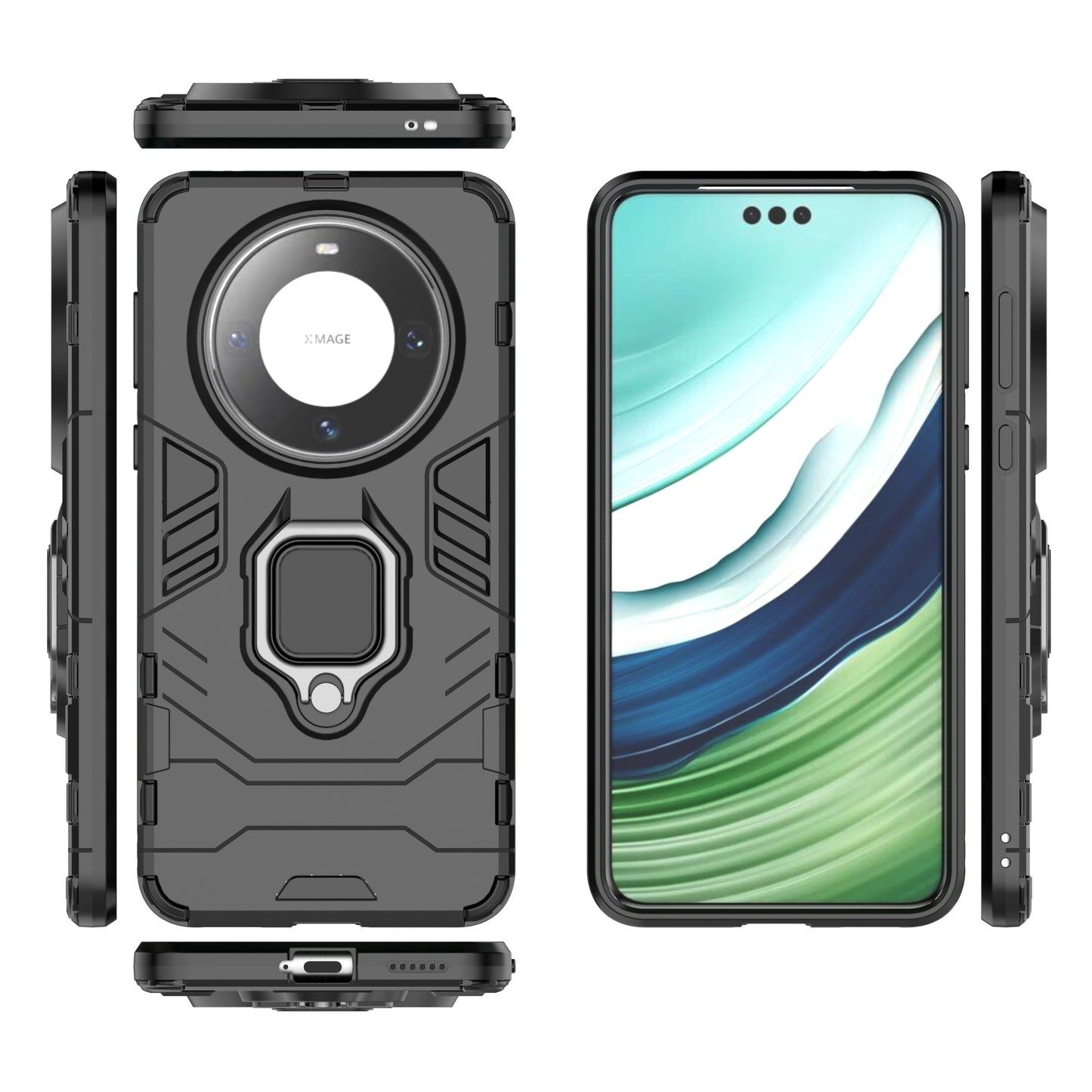 For Huawei Mate 60 Pro TPU+PC Protective Case Ring Holder Kickstand Phone Cover