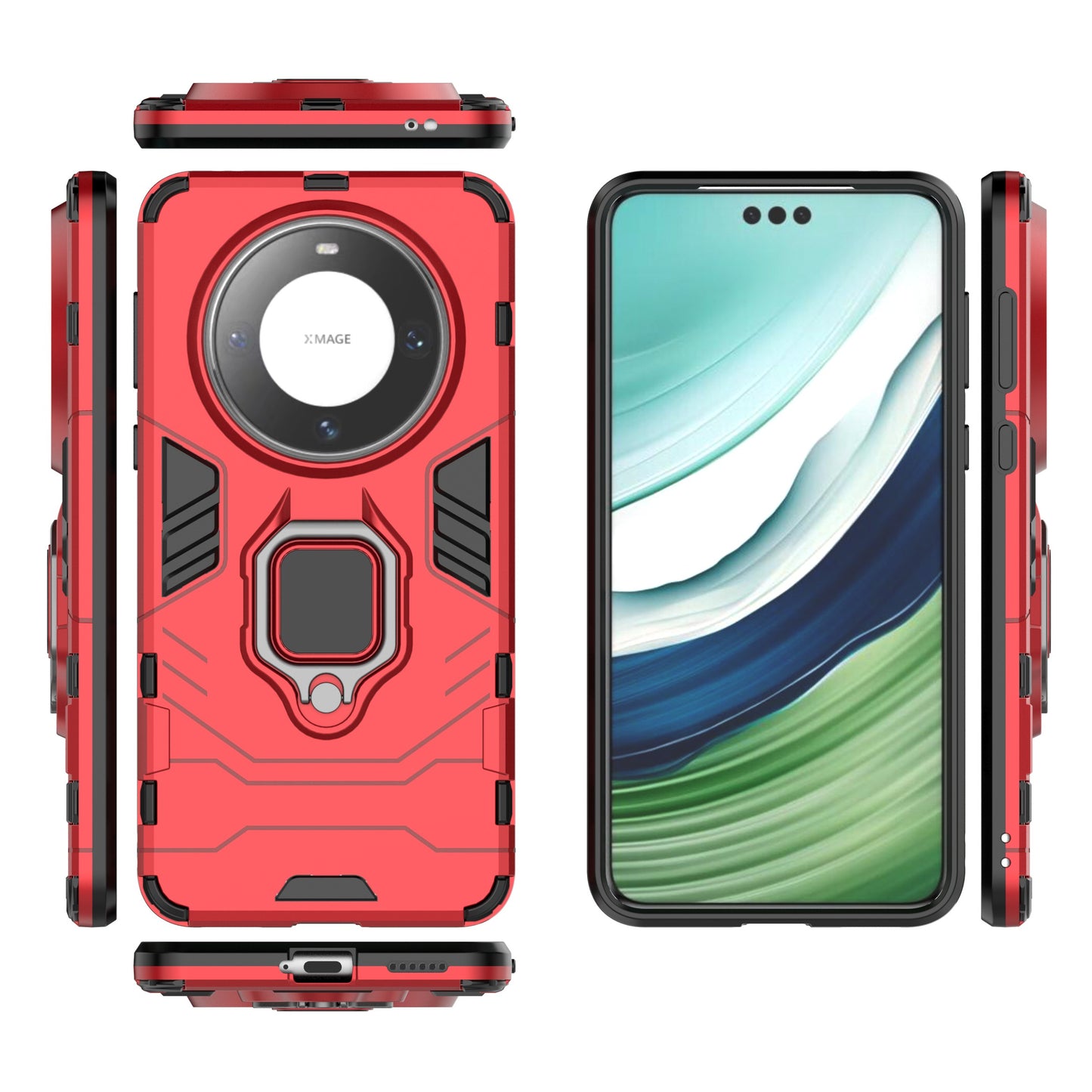 For Huawei Mate 60 Pro TPU+PC Protective Case Ring Holder Kickstand Phone Cover