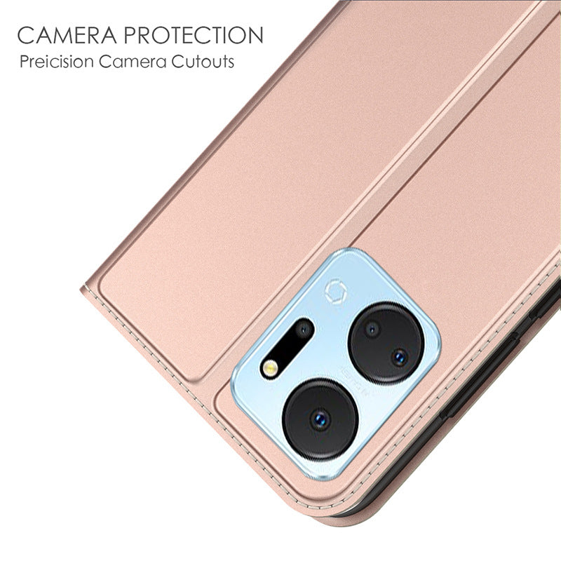 For Honor X7a 4G Card Slot Phone Cover Book Style PU Leather Stand Phone Case