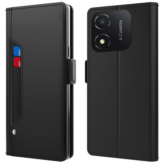 For Honor X5 4G Stand Phone Case Anti-Scratch Shell Card Slot and Mirror PU Leather Cover