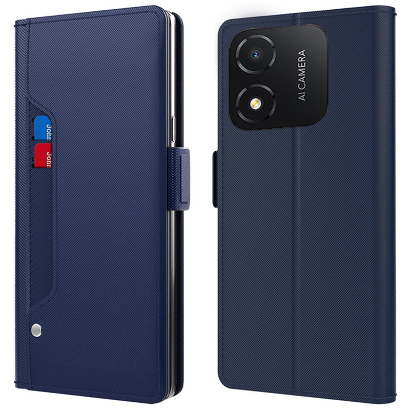 For Honor X5 4G Stand Phone Case Anti-Scratch Shell Card Slot and Mirror PU Leather Cover