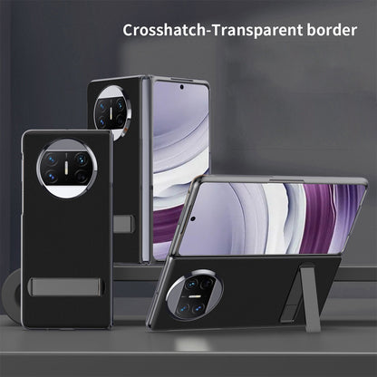 For Huawei Mate X5 PU Leather Coated PC Protective Cover Kickstand Phone Case with Tempered Glass Screen Film