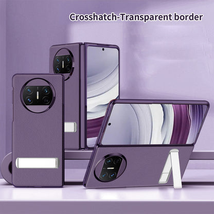 For Huawei Mate X5 PU Leather Coated PC Protective Cover Kickstand Phone Case with Tempered Glass Screen Film