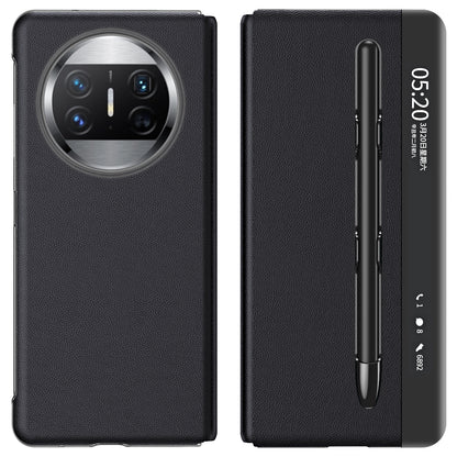 Leather Case with Stylus for Huawei Mate X5 , View Window Foldable Stand Phone Cover