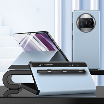 Leather Case with Stylus for Huawei Mate X5 , View Window Foldable Stand Phone Cover