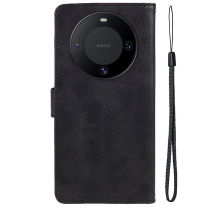 For Huawei Mate 60 Business Style Phone Cover Magnetic Clasp PU Leather Calf Texture Wallet Stand Phone Case