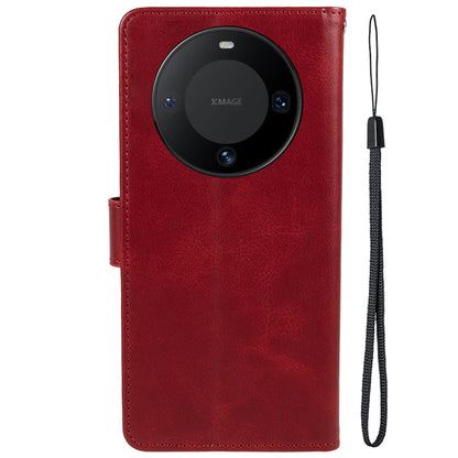 For Huawei Mate 60 Business Style Phone Cover Magnetic Clasp PU Leather Calf Texture Wallet Stand Phone Case