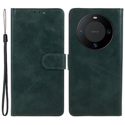 For Huawei Mate 60 Business Style Phone Cover Magnetic Clasp PU Leather Calf Texture Wallet Stand Phone Case