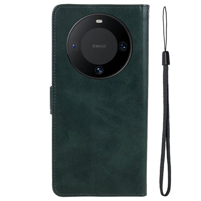 For Huawei Mate 60 Business Style Phone Cover Magnetic Clasp PU Leather Calf Texture Wallet Stand Phone Case