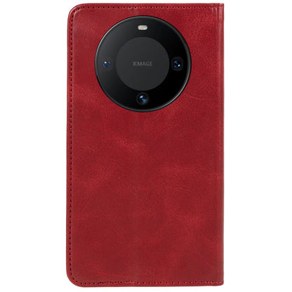 For Huawei Mate 60 PU Leather Calf Texture Stand Wallet Cover Business Style Phone Case