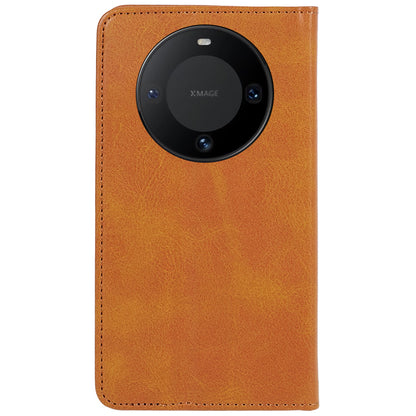 For Huawei Mate 60 PU Leather Calf Texture Stand Wallet Cover Business Style Phone Case