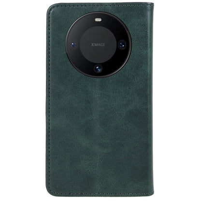 For Huawei Mate 60 PU Leather Calf Texture Stand Wallet Cover Business Style Phone Case