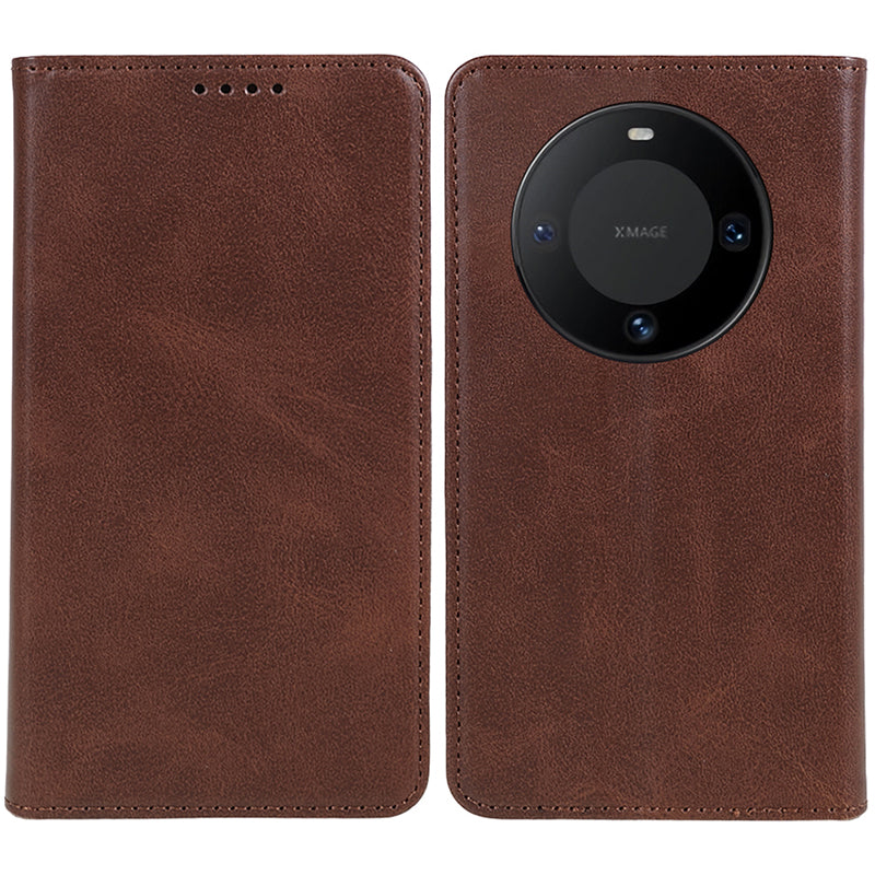 For Huawei Mate 60 PU Leather Calf Texture Stand Wallet Cover Business Style Phone Case