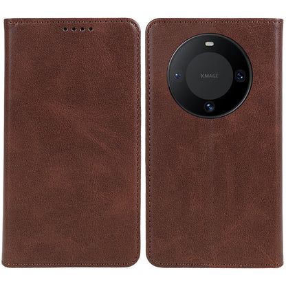 For Huawei Mate 60 PU Leather Calf Texture Stand Wallet Cover Business Style Phone Case