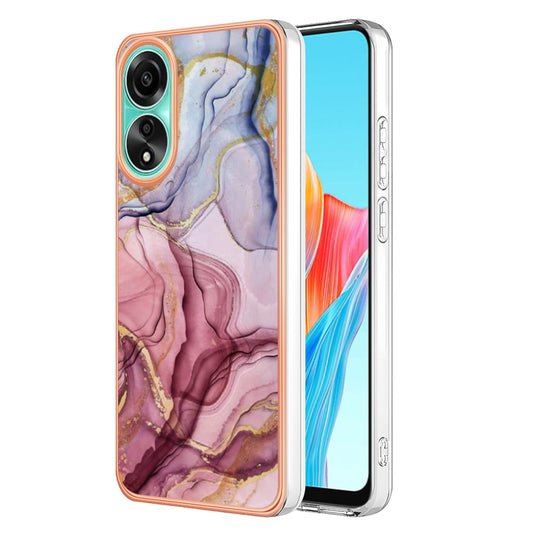 YB IMD Series-16 Style-E Marble Pattern Phone Case for Oppo A78 4G , IMD 2.0mm TPU Electroplating Cover
