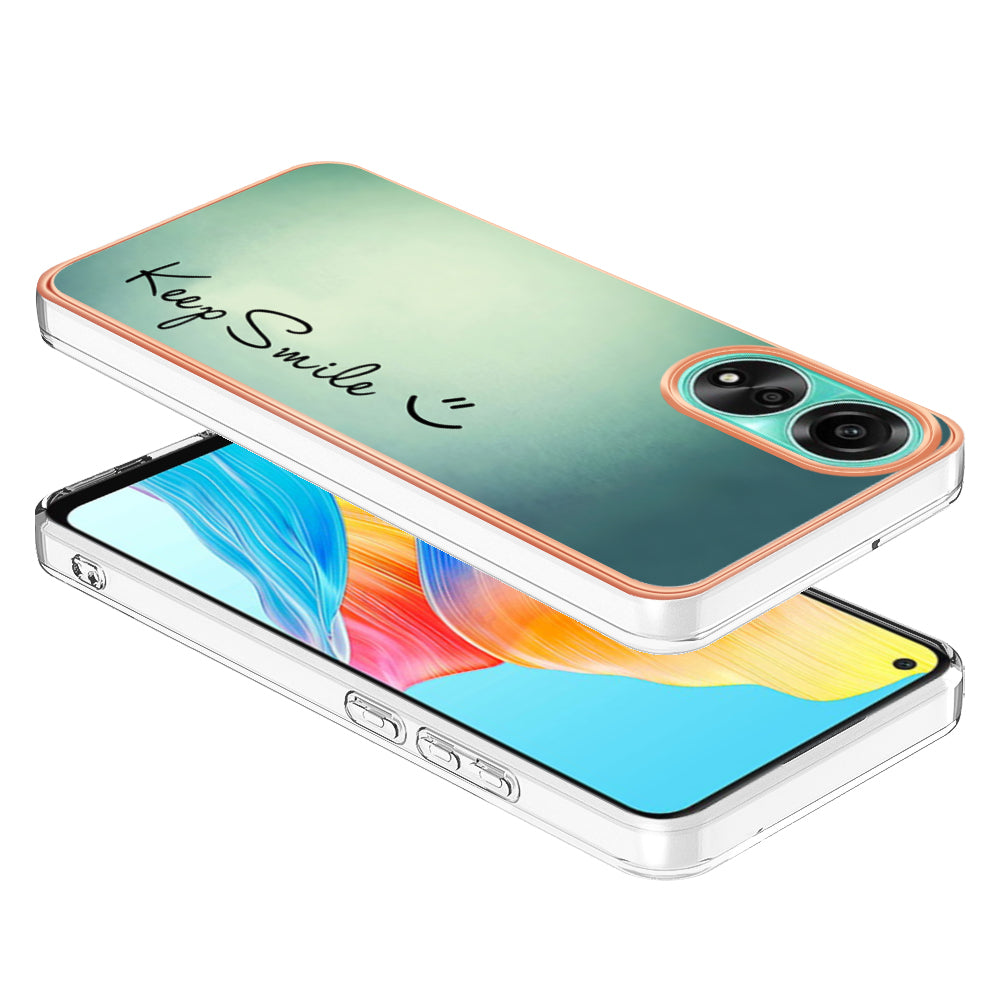 YB IMD Series-19 Style D For Oppo A78 4G Pattern Phone Case Electroplated 2.0mm TPU IMD Cover